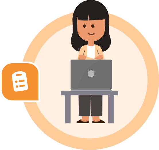 Happy Lady in front of laptop